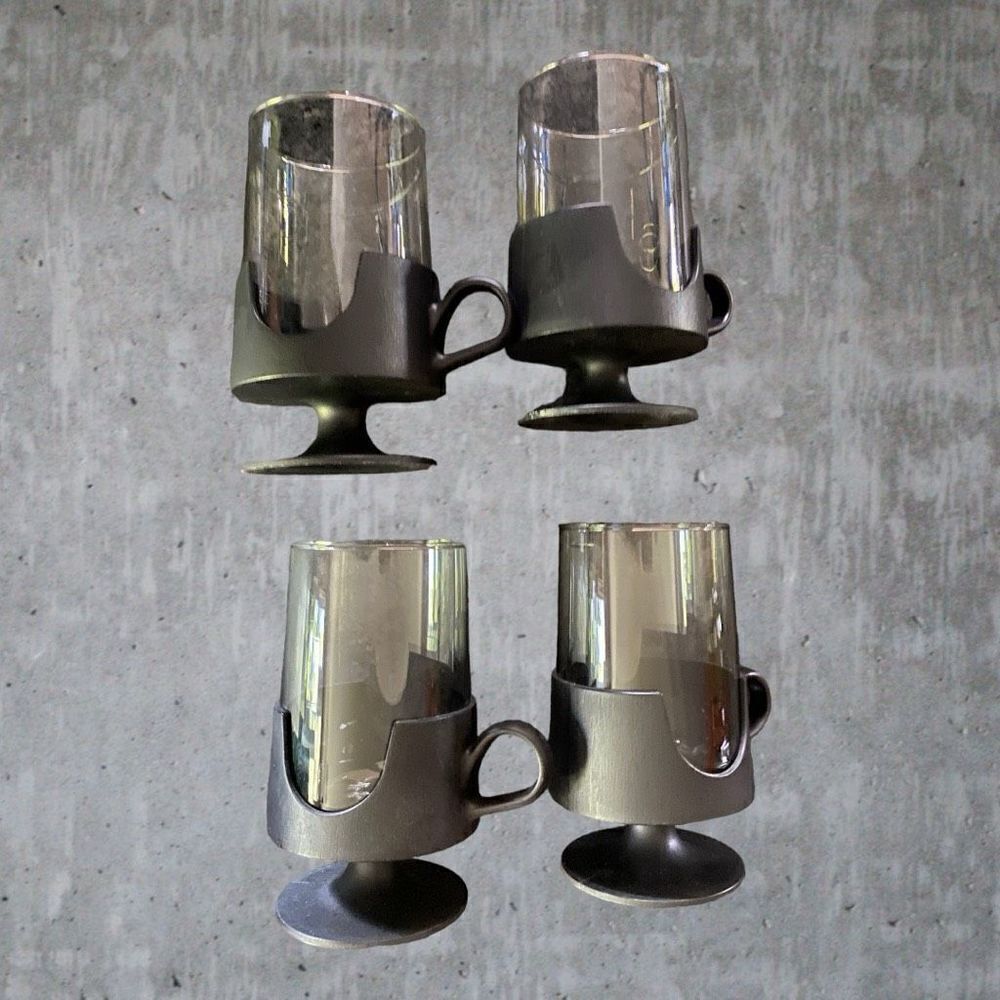 Corning 1970's Glas-Snap Two Piece Pedestal Glassware, Set of4